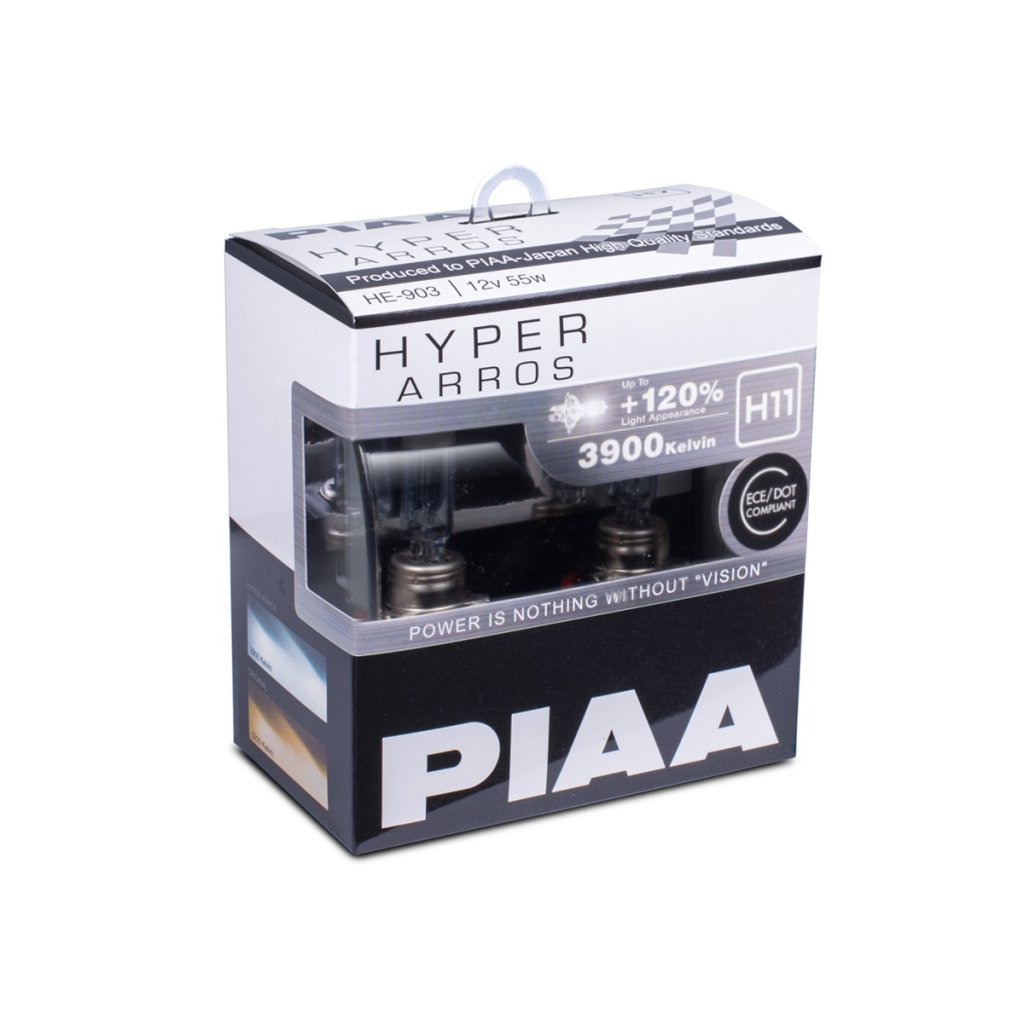 Autožárovky PIAA Hyper Arros 3900K H11 - o 120 % vyšší svítivost, zvýšený jas