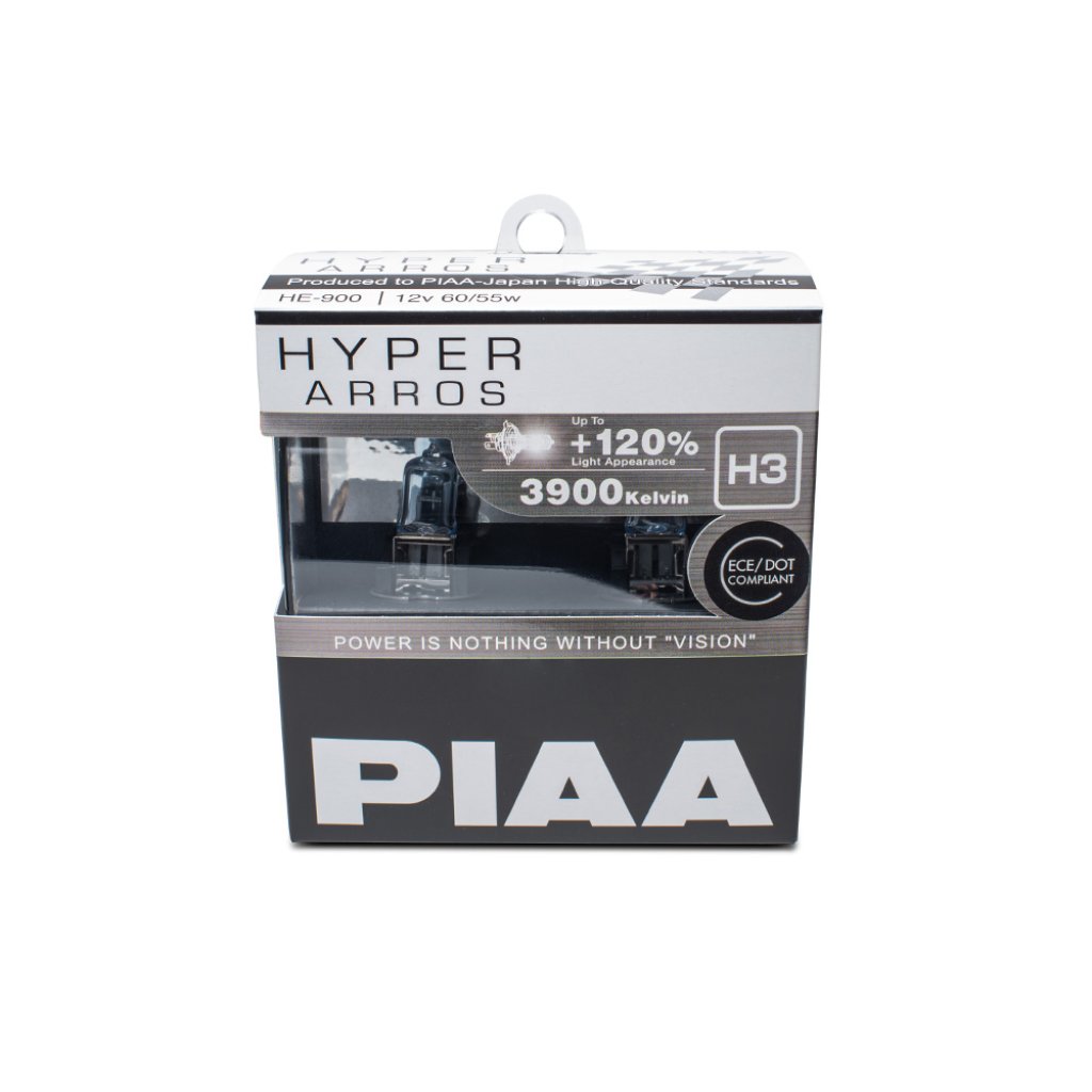 Autožárovky PIAA Hyper Arros 3900K H3 - o 120 % vyšší svítivost, zvýšený jas
