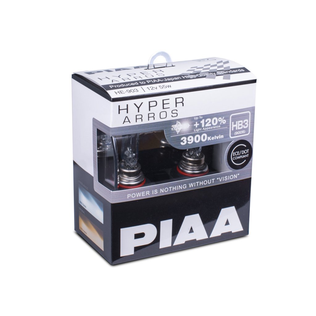 Autožárovky PIAA Hyper Arros 3900K HB3 - o 120 % vyšší svítivost, zvýšený jas