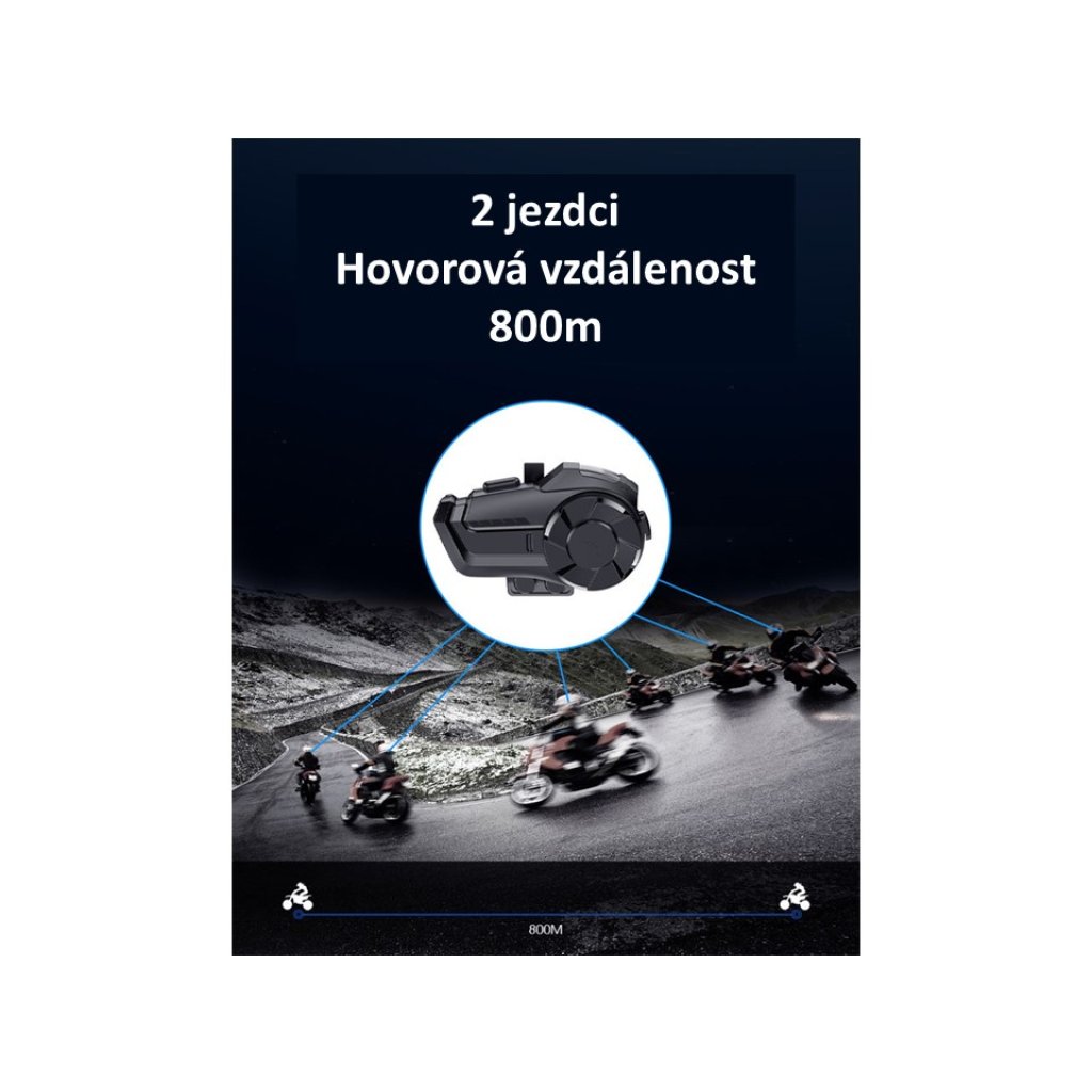 Bluetooth HF sada do helmy univerzální/interkom 800m