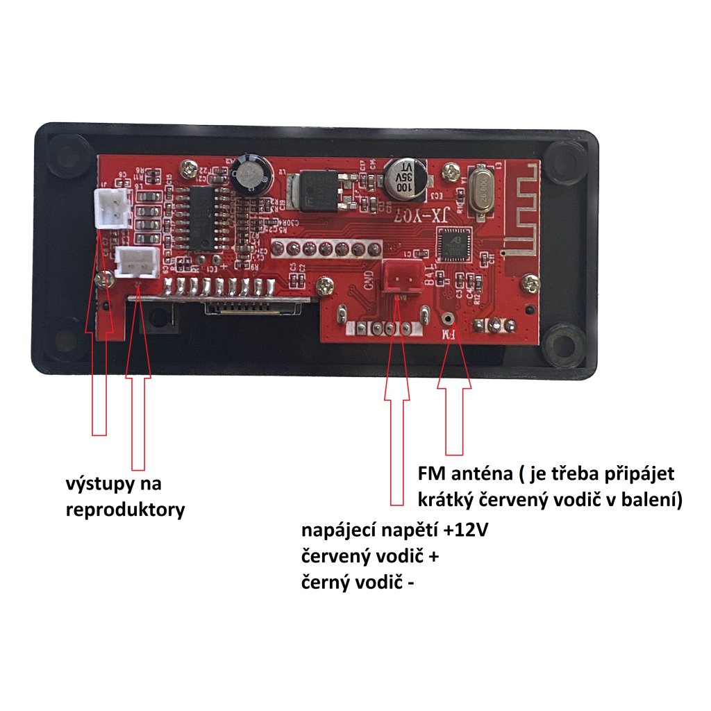Bluetooth/MP3/FM přehrávač do panelu se zesilovačem