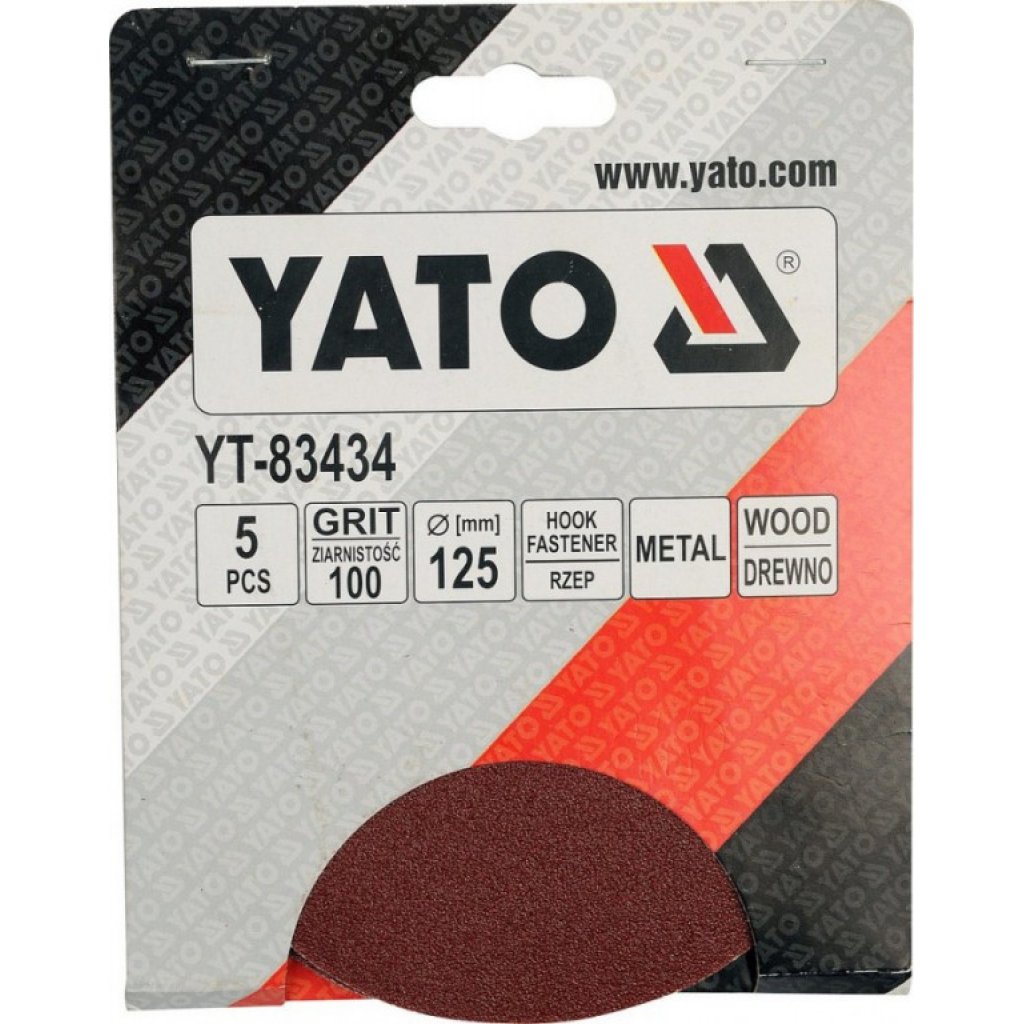 Brusný papír 125 mm, P180, 5 ks, suchý zip - YT-83437