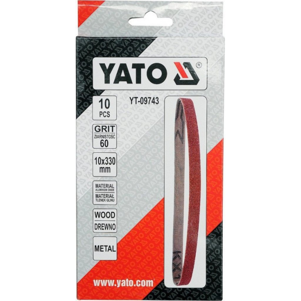 Brusný pás 10 x 330 mm, P60, 10 ks YT-09743