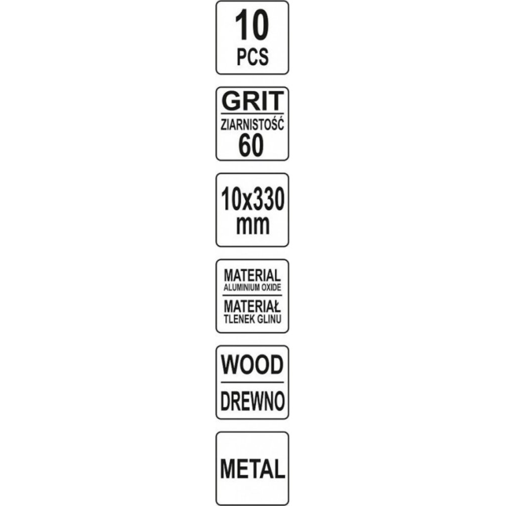Brusný pás 10 x 330 mm, P60, 10 ks YT-09743