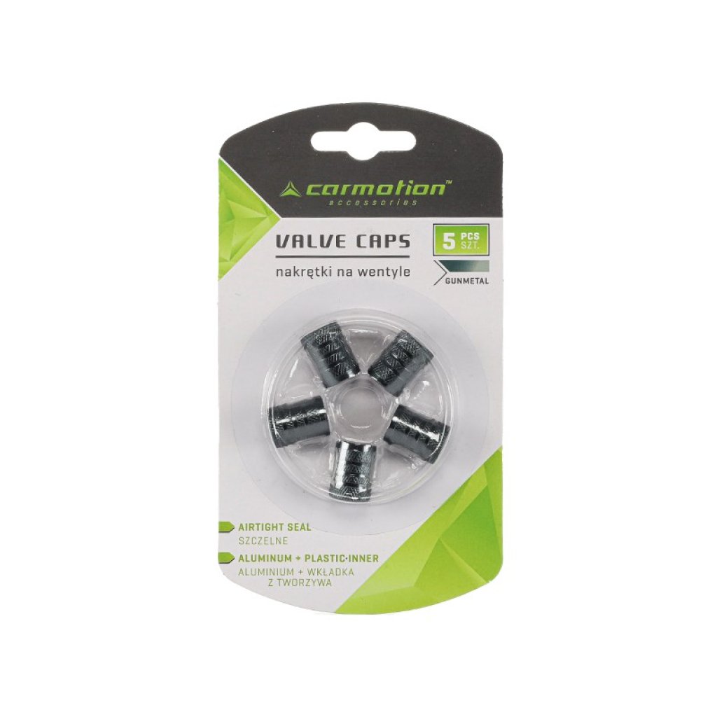 Čepičky ventilků, hliníková se závitovou plastovou vložkou, 5 ks, gunmetal, 63478GM