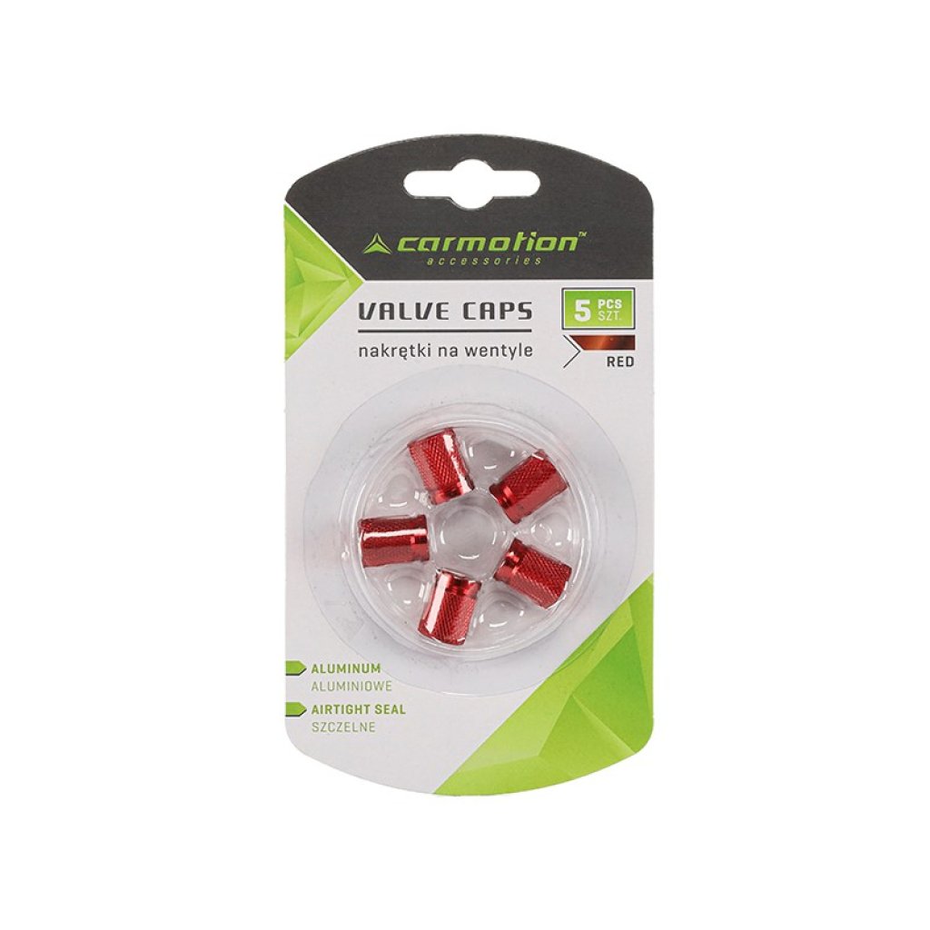 Čepičky ventilků hliníkové, 5 ks, červené, 63477RD