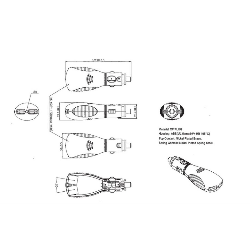 CL adaptér 12V/0,5A 2x USB