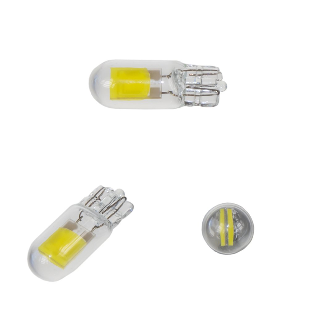 COB LED T10 bílá, 12V, celosklo