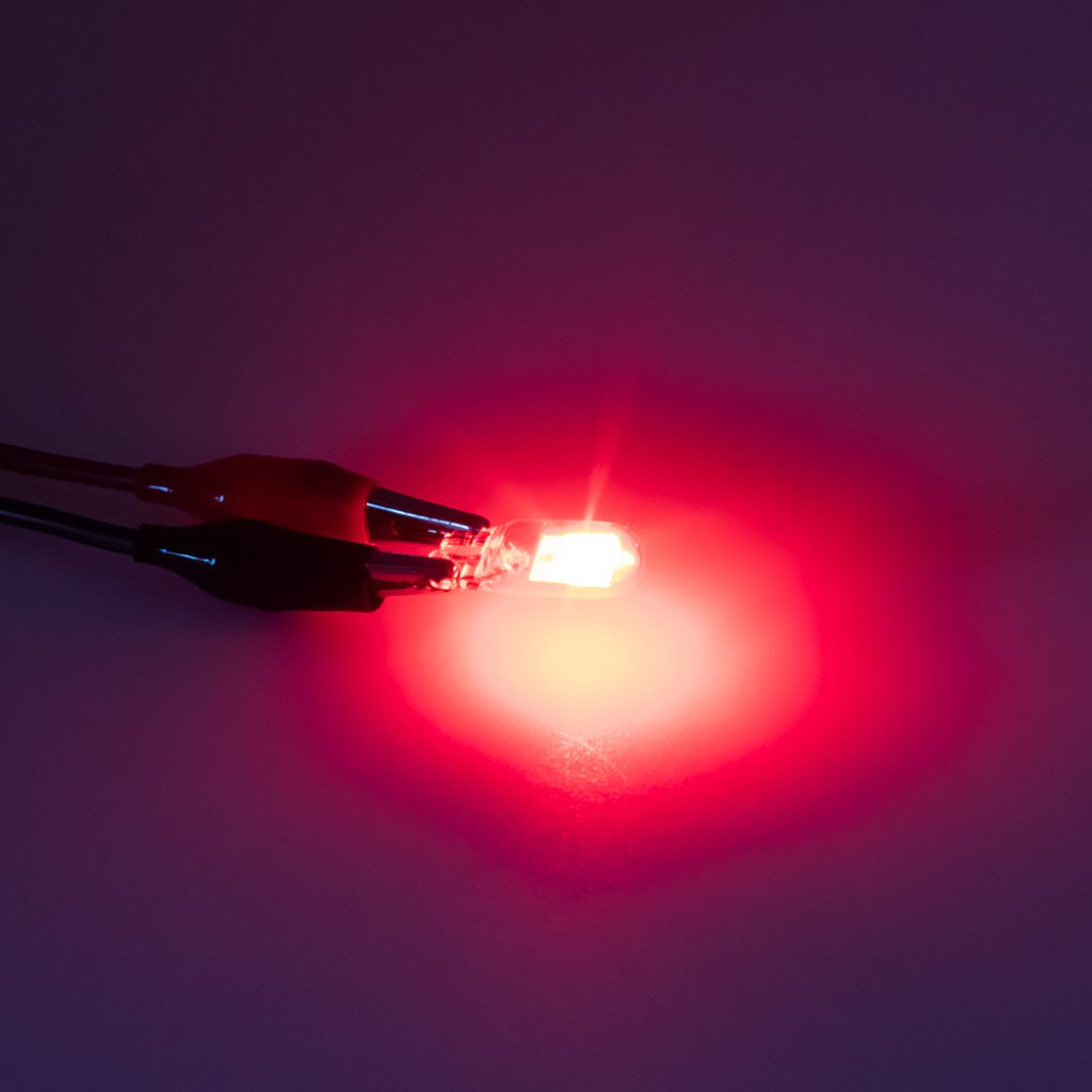 COB LED T10 červená, 12V, celosklo