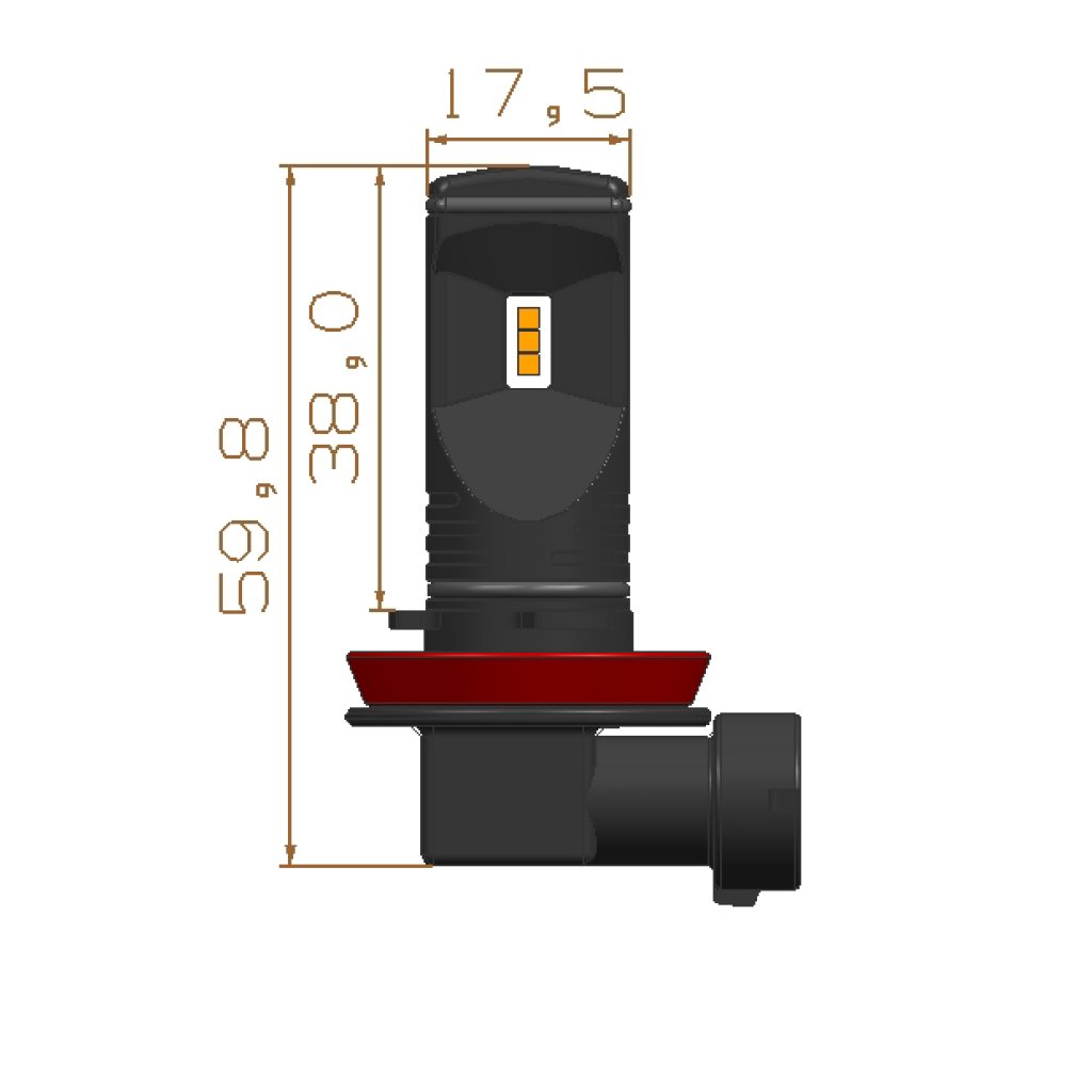 CSP LED H11 bílá, 12-24V, 30W, chrom