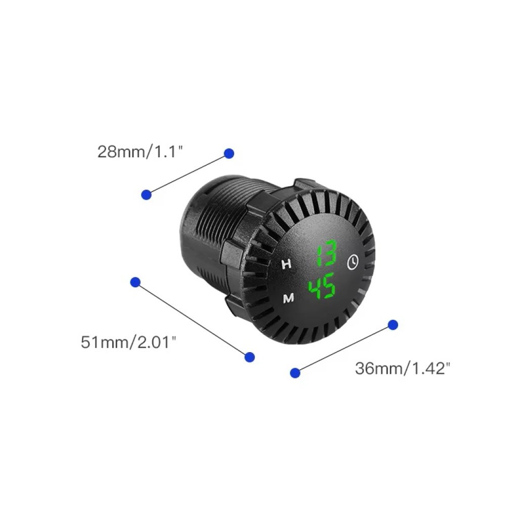 Digitální LED hodiny 12-24V, zelené
