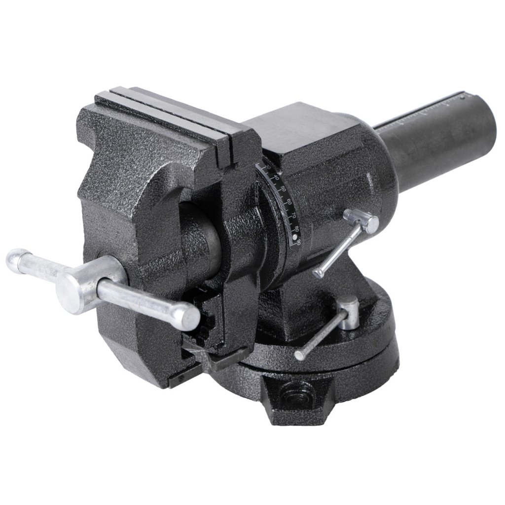 Dílenský svěrák s otočným tělem a základnou, 125 mm - HT300155