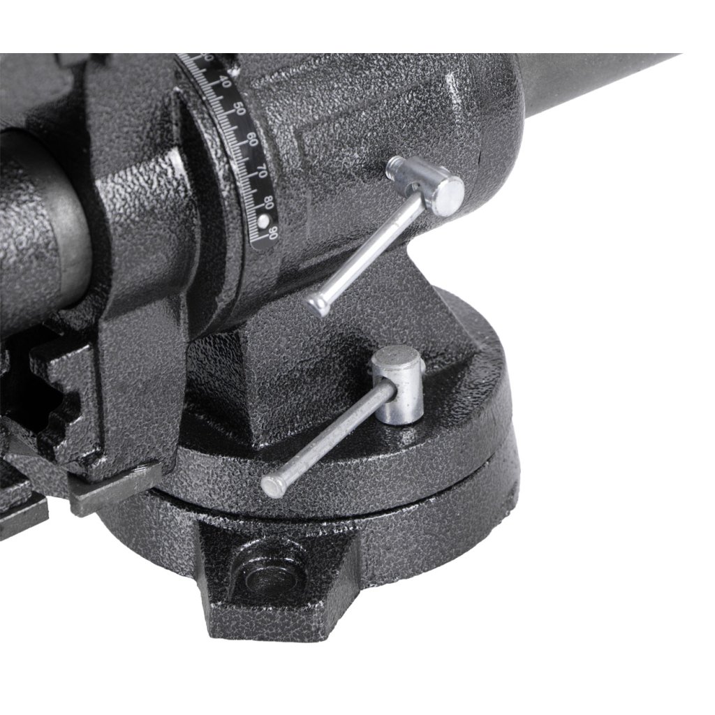 Dílenský svěrák s otočným tělem a základnou, 125 mm - HT300155