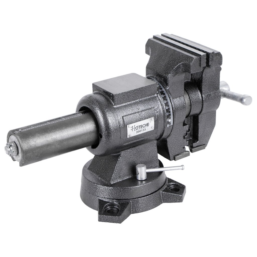 Dílenský svěrák s otočným tělem a základnou, 125 mm - HT300155