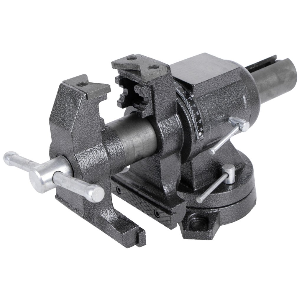 Dílenský svěrák s otočným tělem a základnou, 125 mm - HT300155