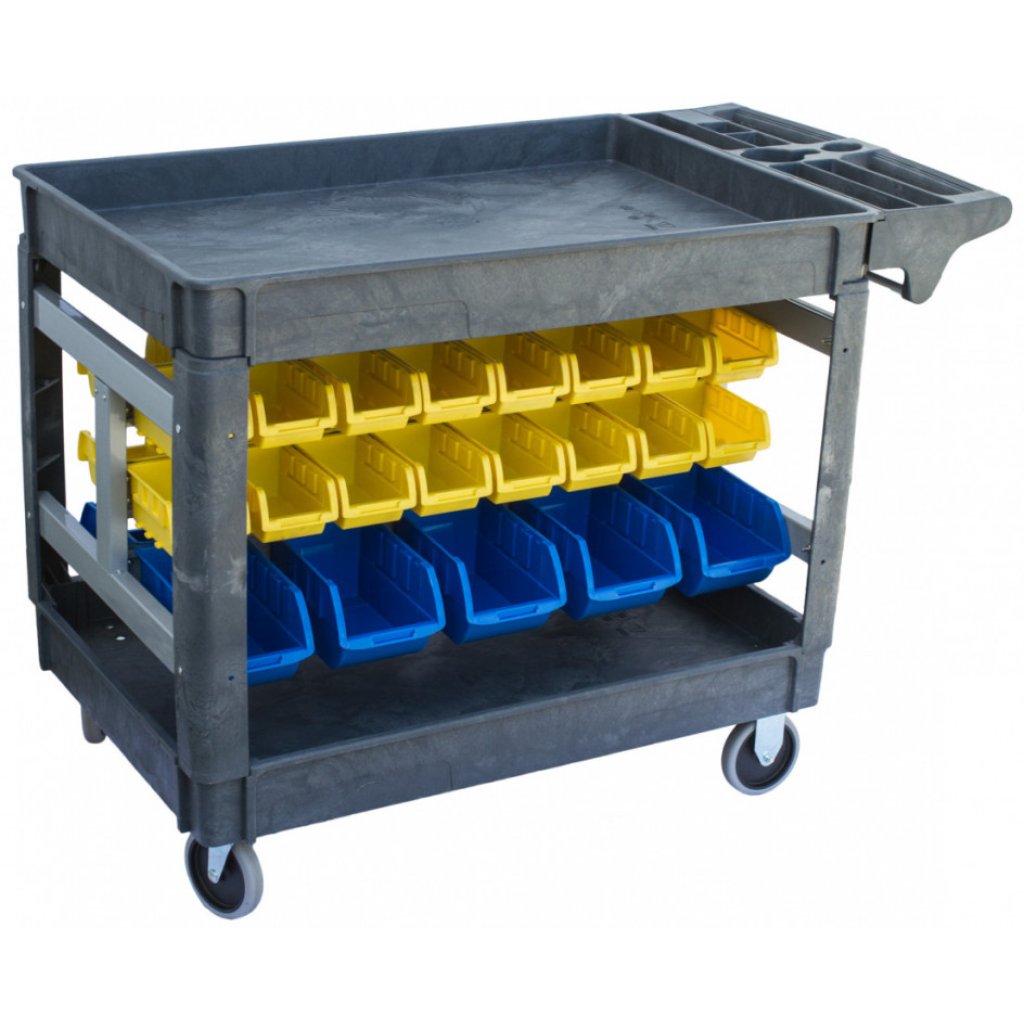 Dílenský vozík s boxy 950 x 650 x 855 mm, 42 boxů - PSB9565