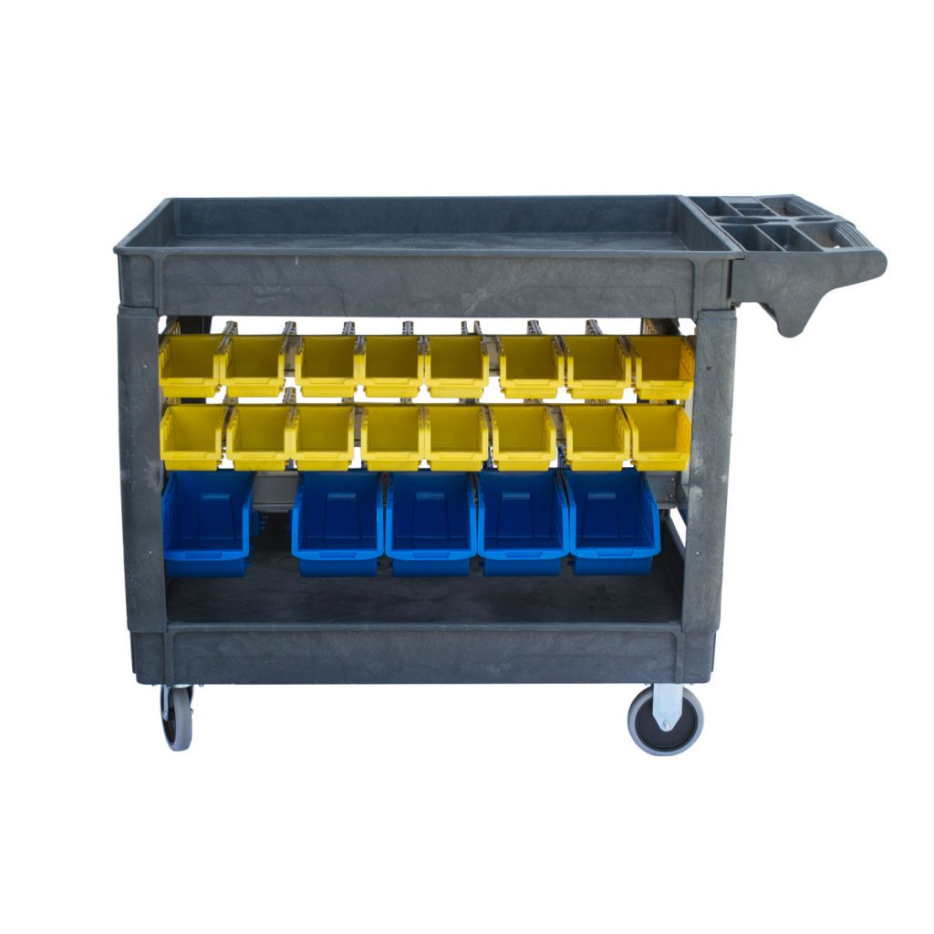 Dílenský vozík s boxy 950 x 650 x 855 mm, 42 boxů - PSB9565