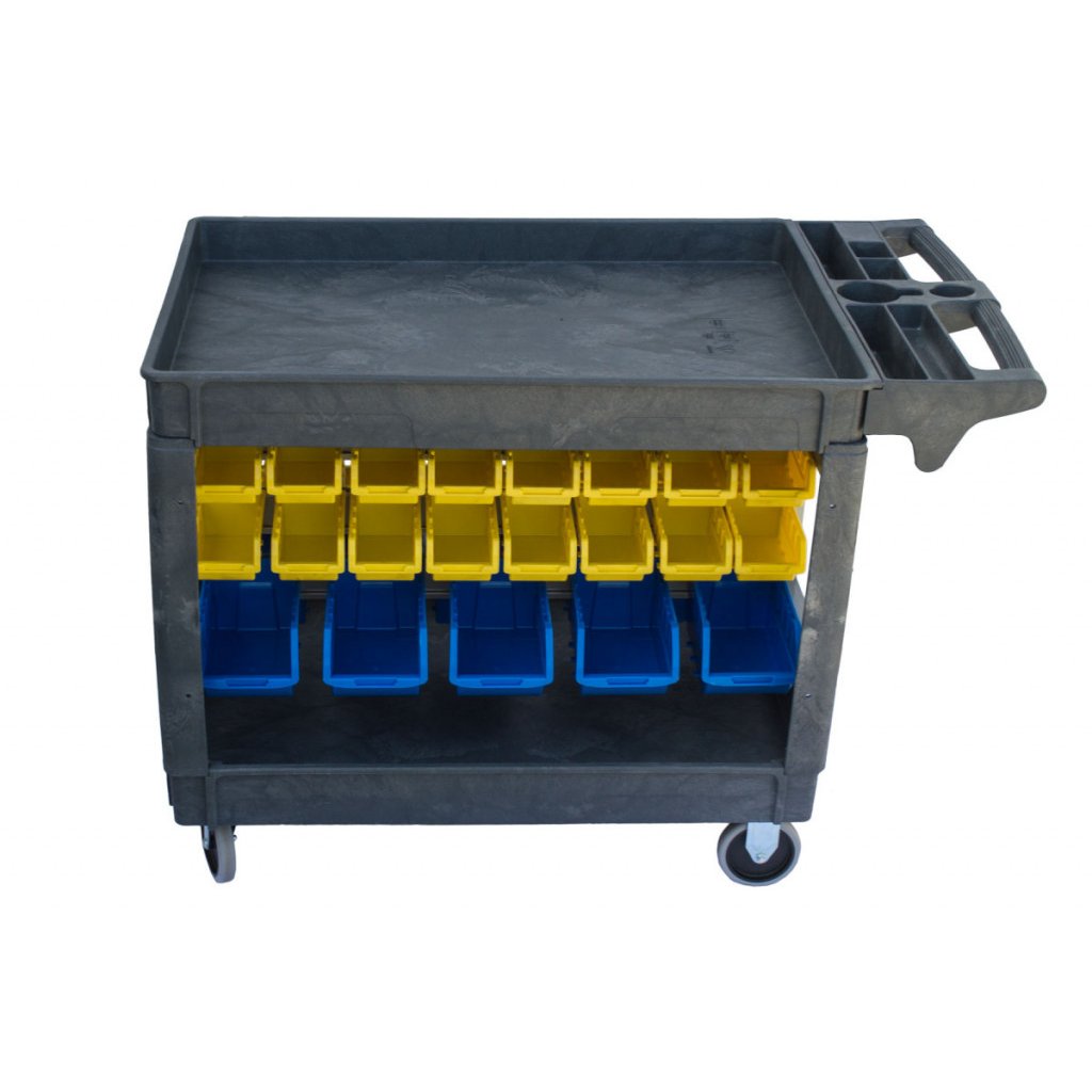 Dílenský vozík s boxy 950 x 650 x 855 mm, 42 boxů - PSB9565