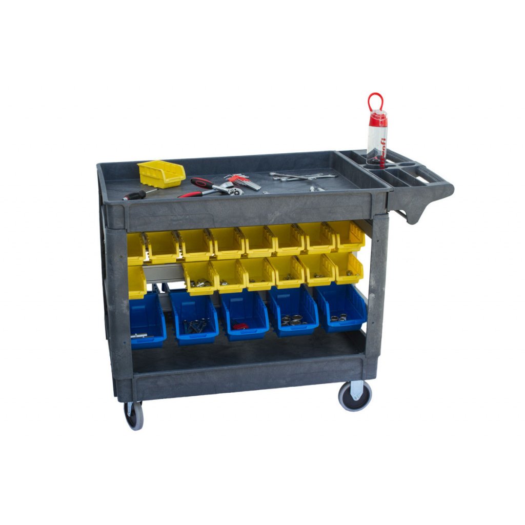 Dílenský vozík s boxy 950 x 650 x 855 mm, 42 boxů - PSB9565