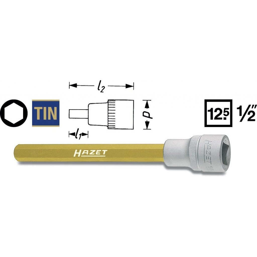 Dlouhá hlavice s bitem HEX 1/2" S9 Hazet 986LG-9 - HA156481
