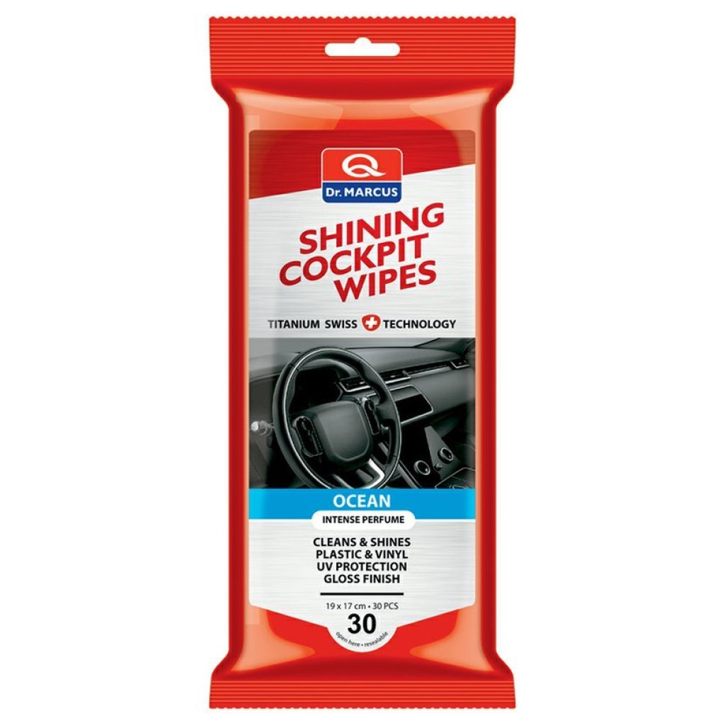 DR.MARCUS Shining Cockpit Wipes 30ks OCEAN - čistící ubrousky na plasty, DM235