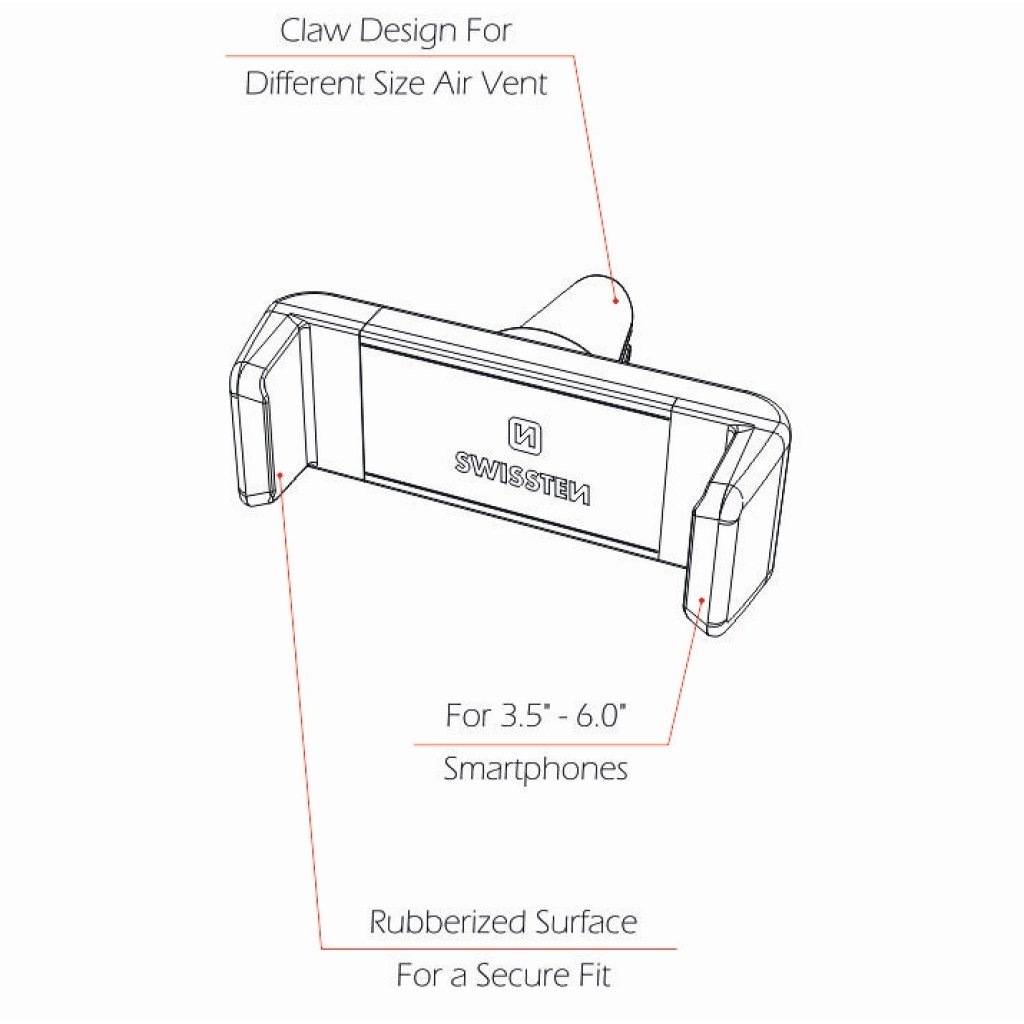 Držák mobilu do mřížky ventilace SWISSTEN S-GRIP AV-1, 45472