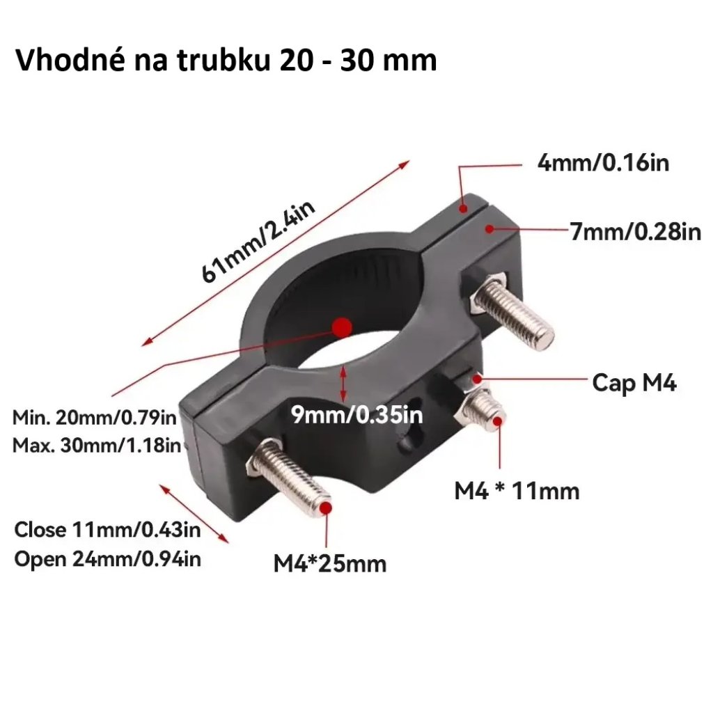 Držák na trubku na motocykl, ATV, 20-30mm