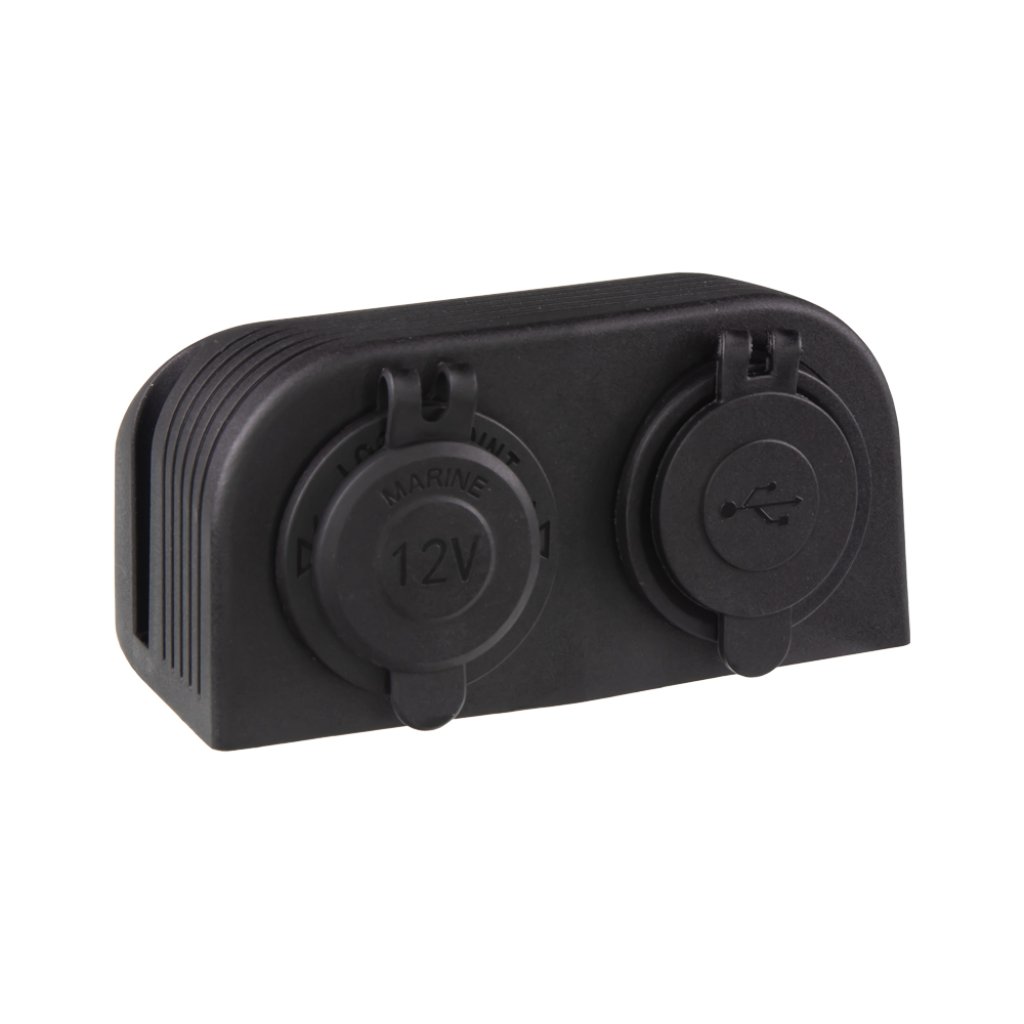 Dvojitá zásuvka s panelem 1x CL + 2x nabíječka USB voděodolná