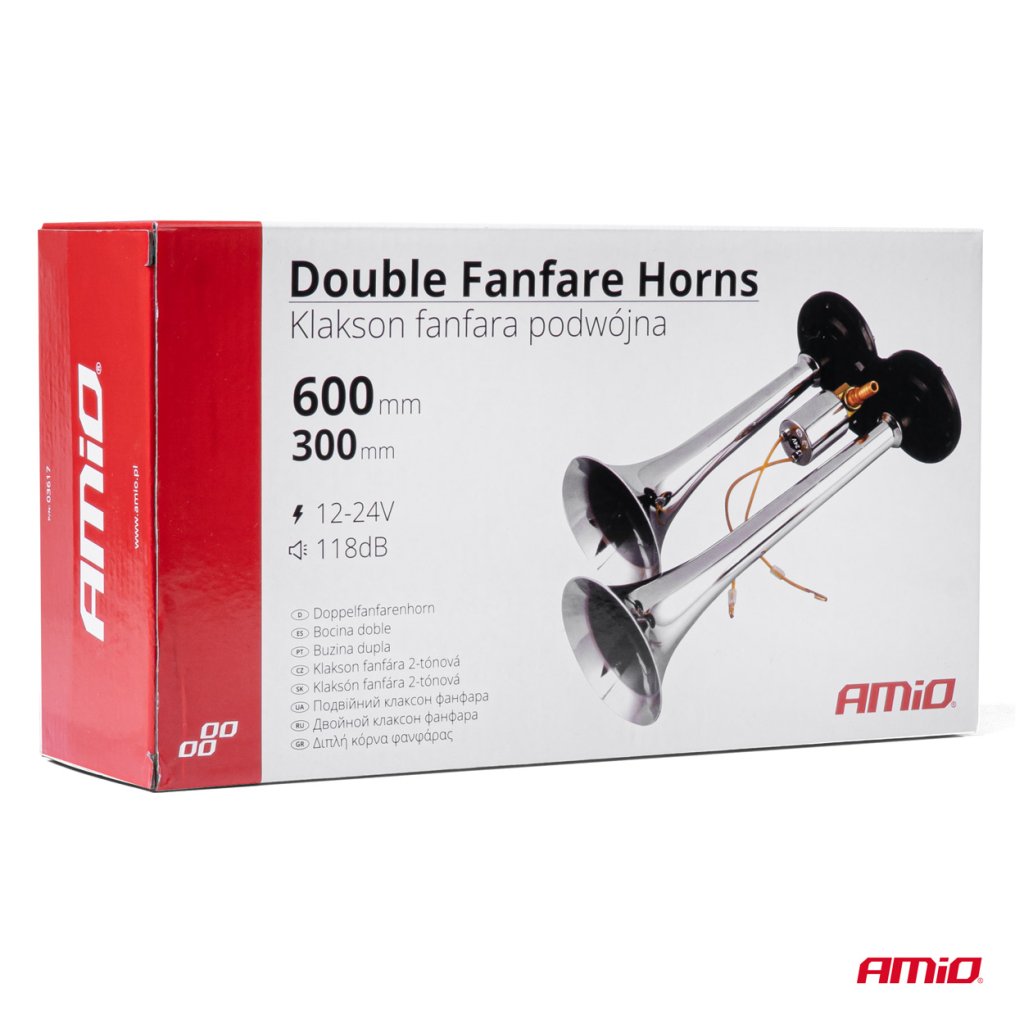 Fanfára 2-tónová 12/24V chrom, 290/230mm, bez kompresoru, 03617