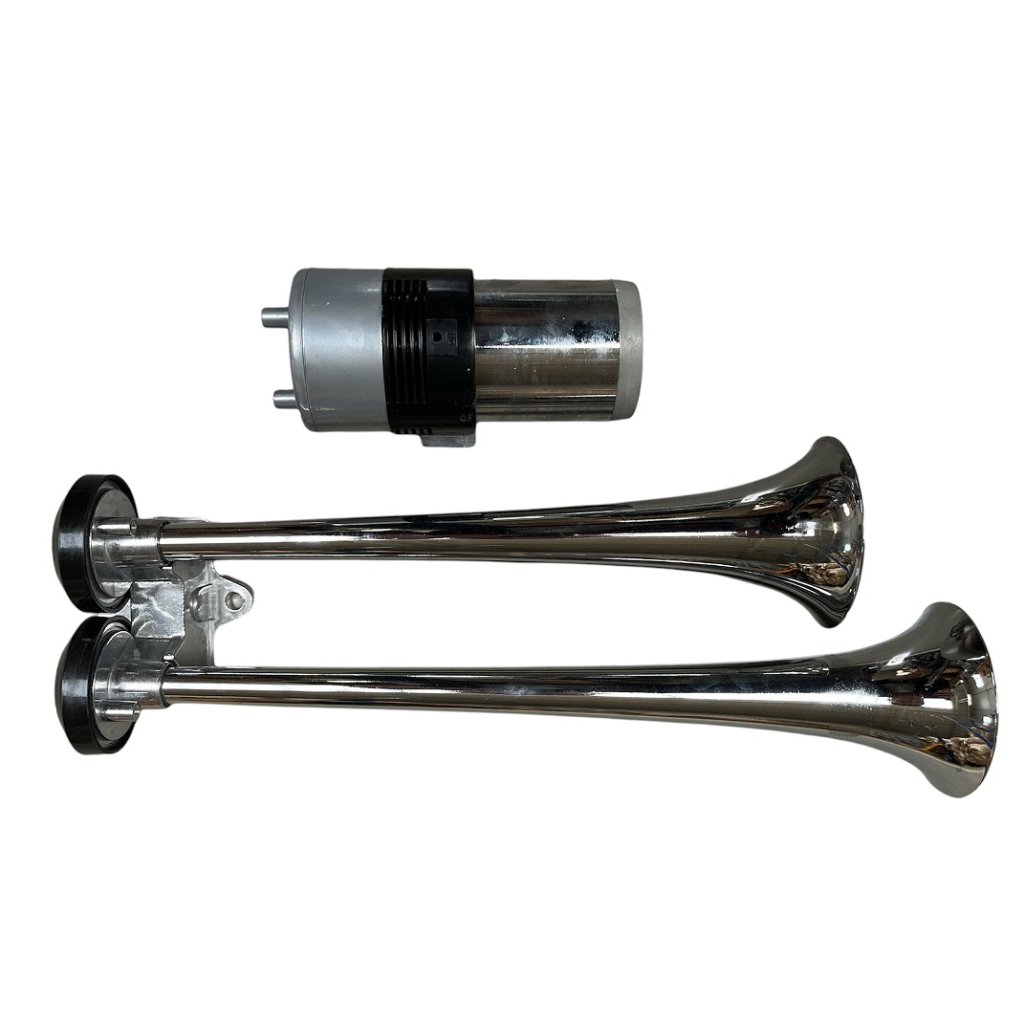 Fanfára 2 trubky chrom 12V s kompresorem, L-37+32cm, TS607