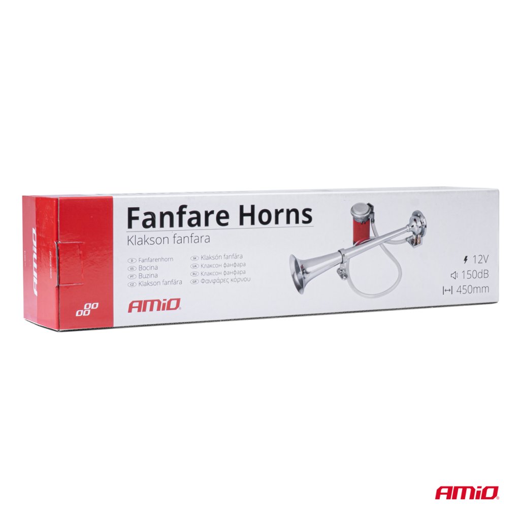 Fanfára kulatá 1 trubka s kompresorem 12V, 45cm, 03618
