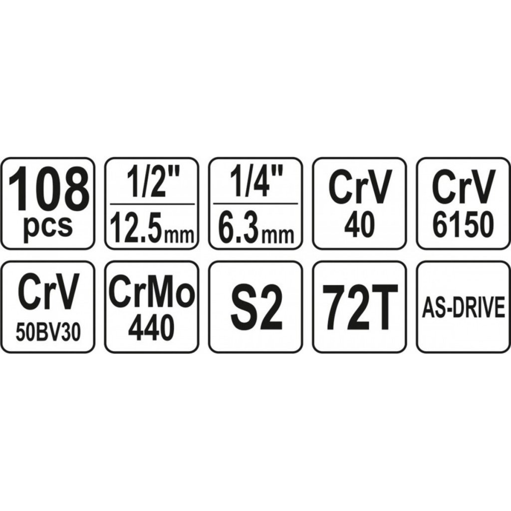 Gola sada 1/2", 1/4", 108 ks - YT-38791