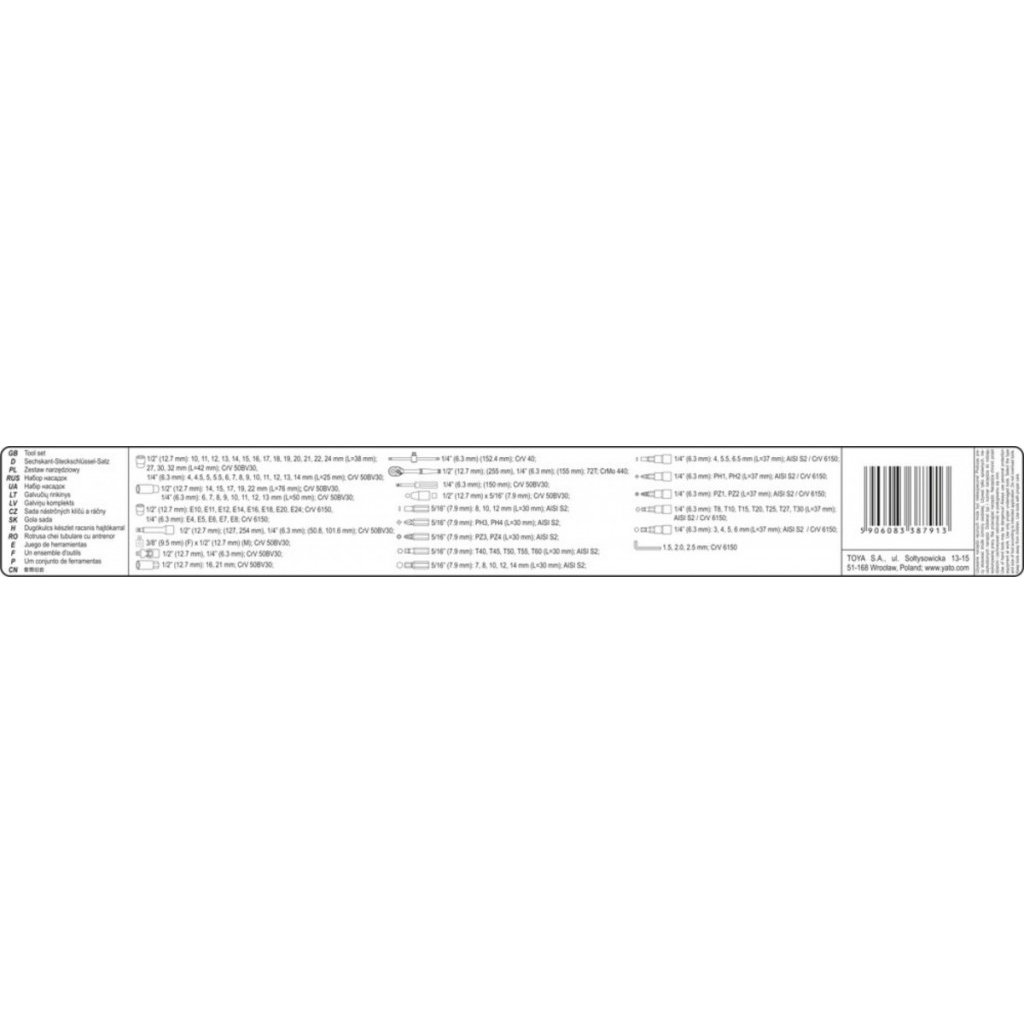 Gola sada 1/2", 1/4", 108 ks - YT-38791