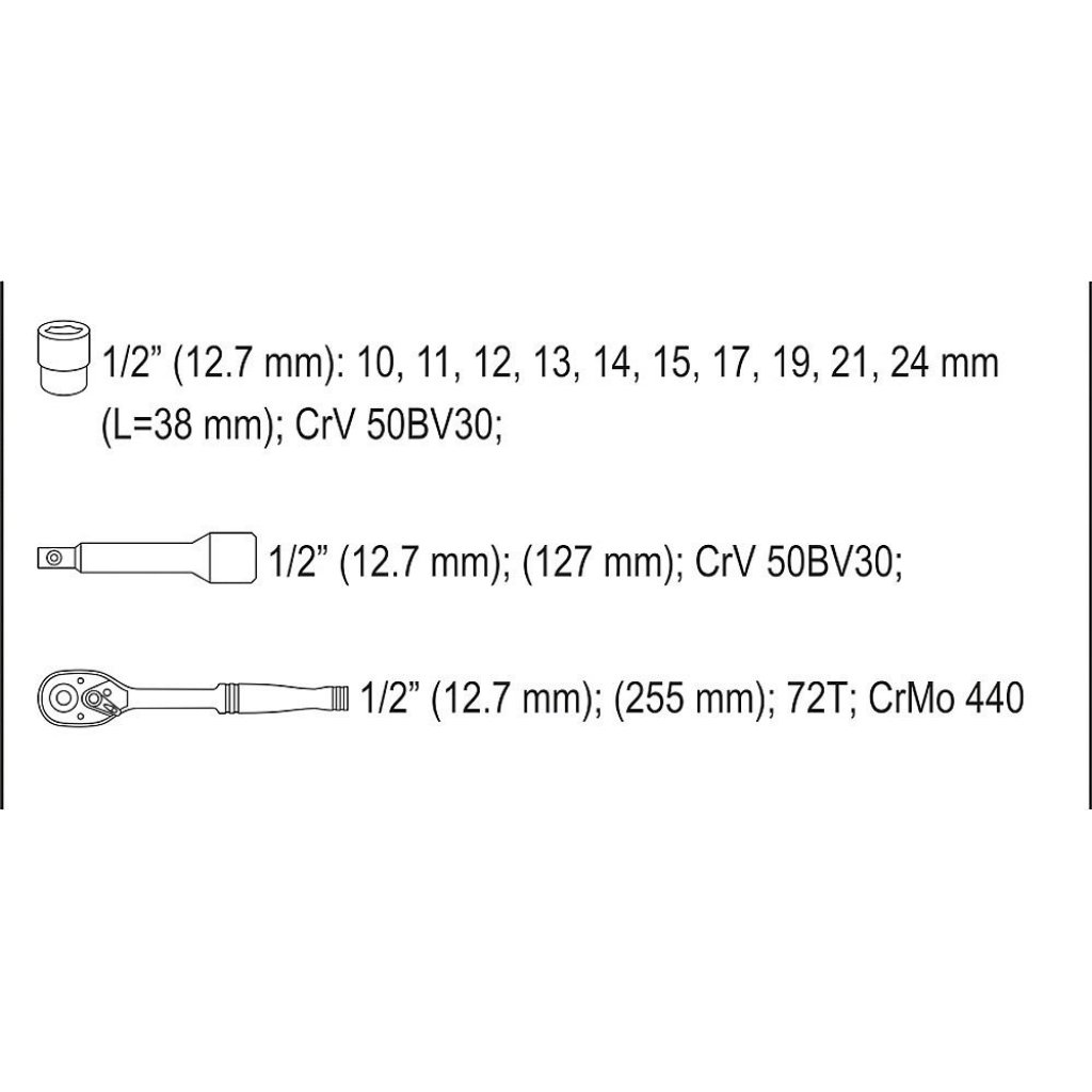 Gola sada 1/2", 12 ks - YT-38671