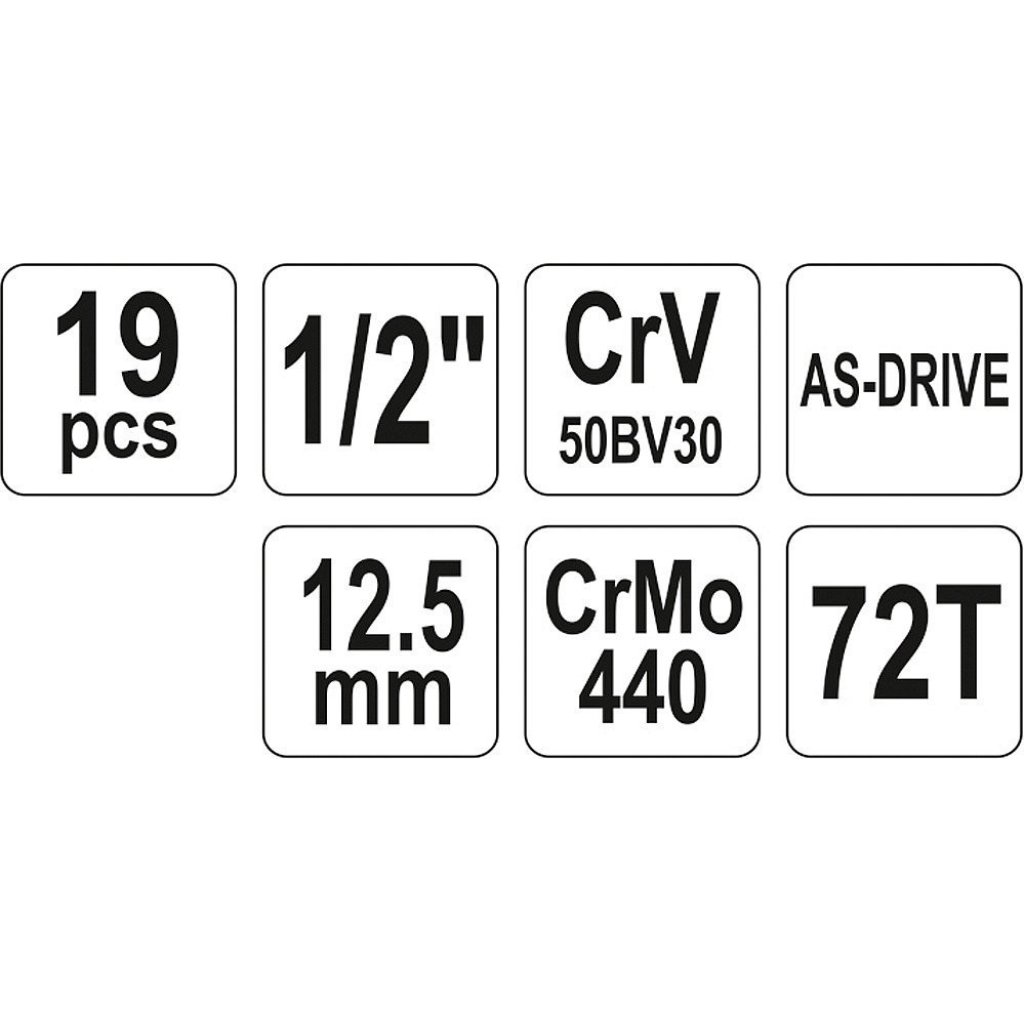 Gola sada 1/2", 19 ks - YT-38681