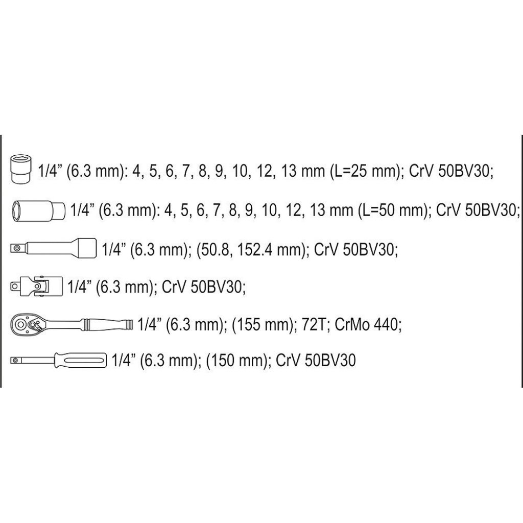 Gola sada 1/4", 23 ks - YT-14451