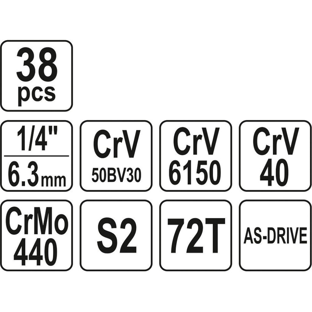 Gola sada 1/4", 38 ks XS - YT-14471