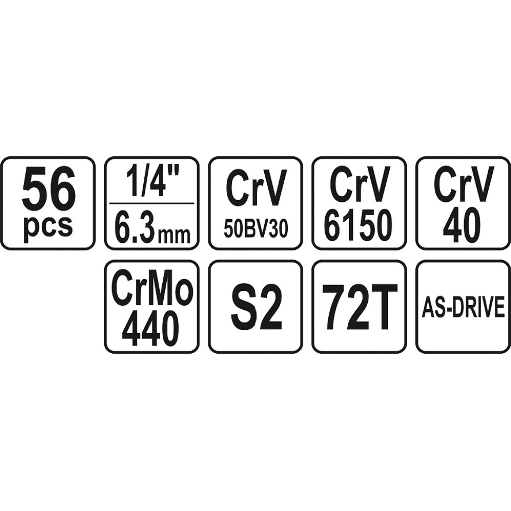 Gola sada 1/4" 56 ks, YATO