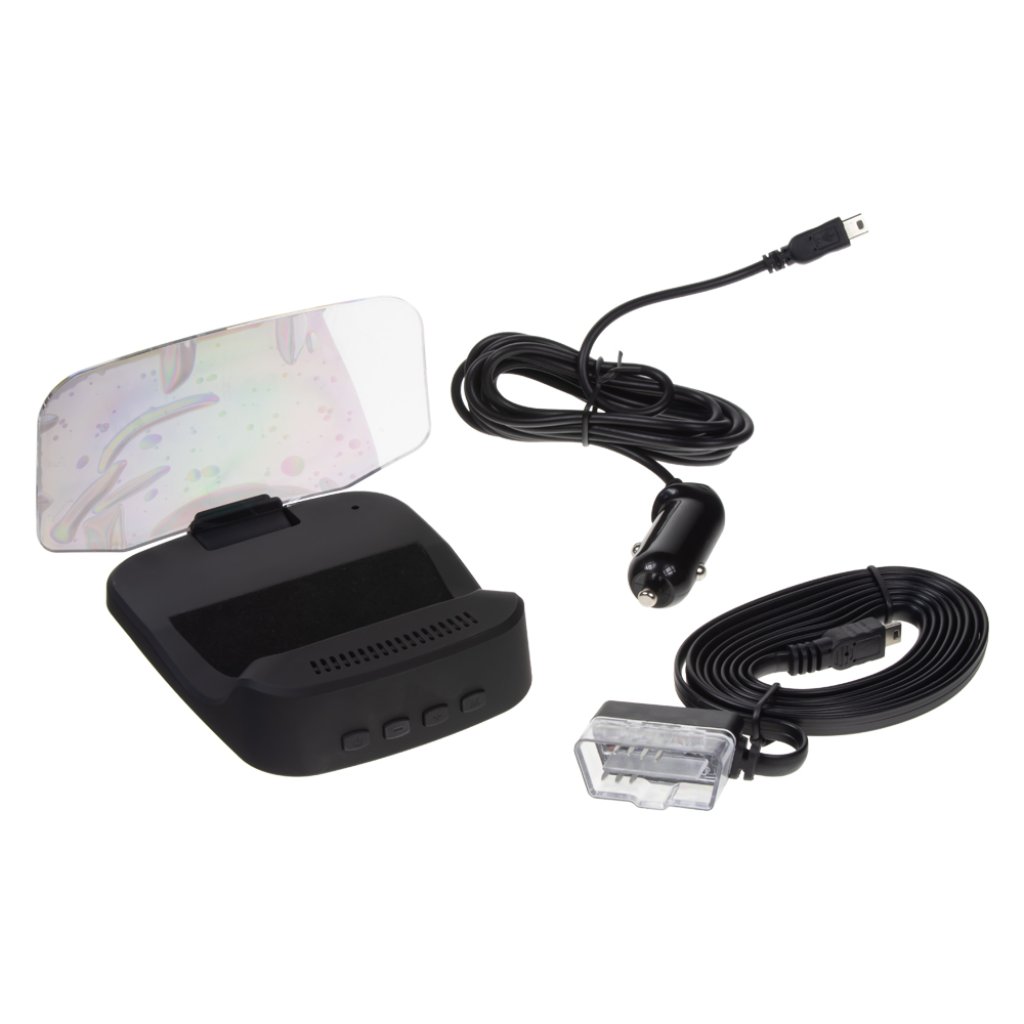 HEAD UP DISPLEJ 4" / TFT LCD, OBDII + GPS + navigační, reflexní deska