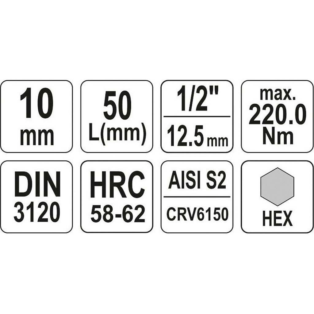 Hlavice s bitem HEX 1/2" H10 Yato - YT-04385