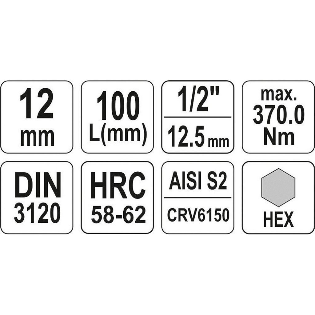 Hlavice s bitem HEX 1/2" H12 Yato - YT-04396
