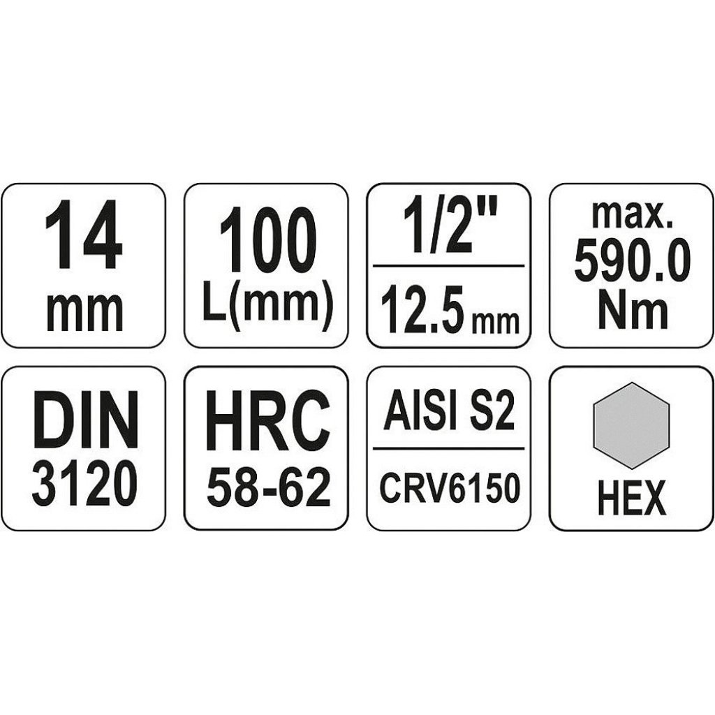 Hlavice s bitem HEX 1/2" H14 Yato - YT-04397
