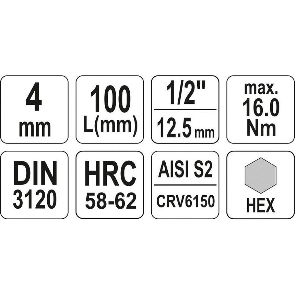 Hlavice s bitem HEX 1/2" H4 Yato - YT-04390