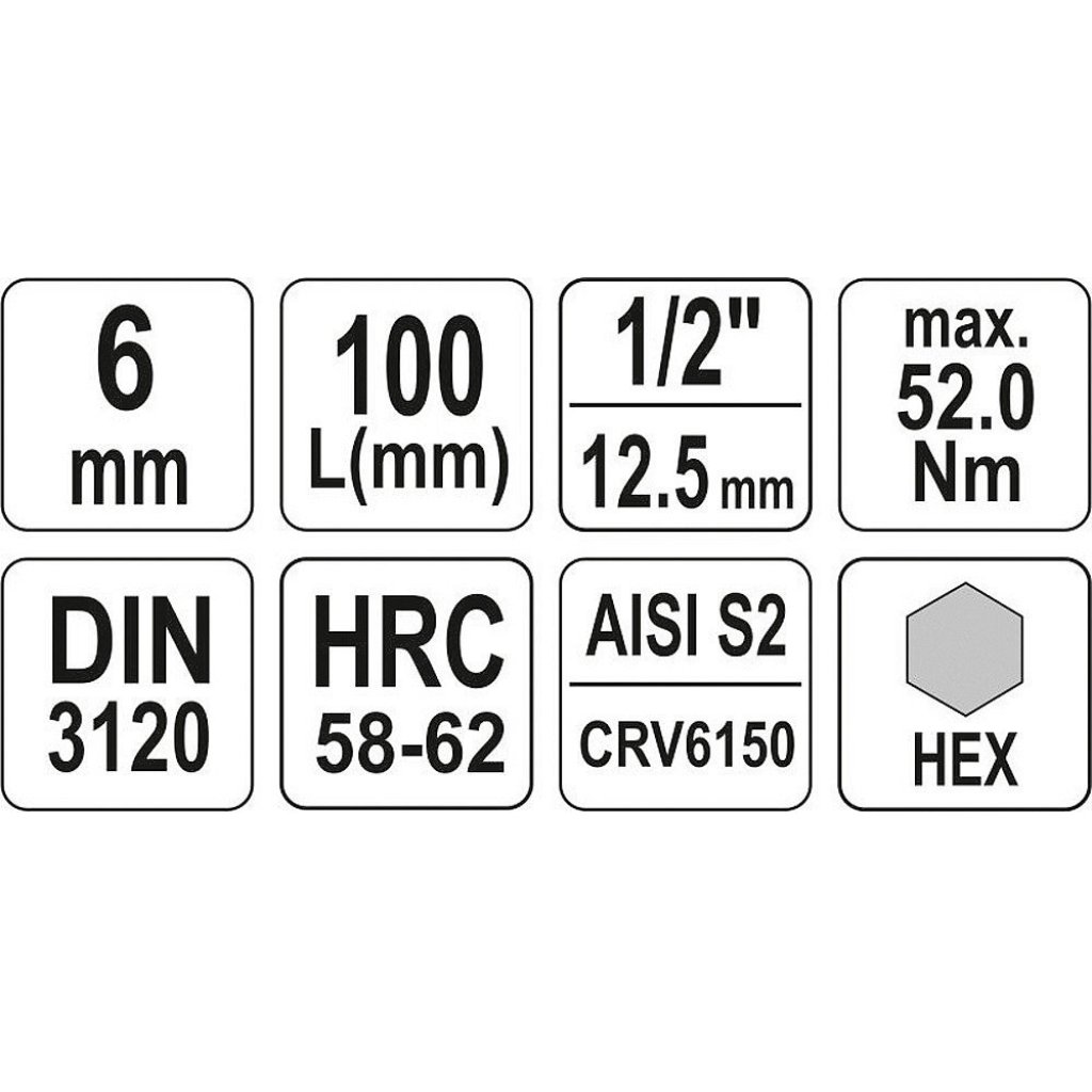 Hlavice s bitem HEX 1/2" H6 Yato - YT-04392