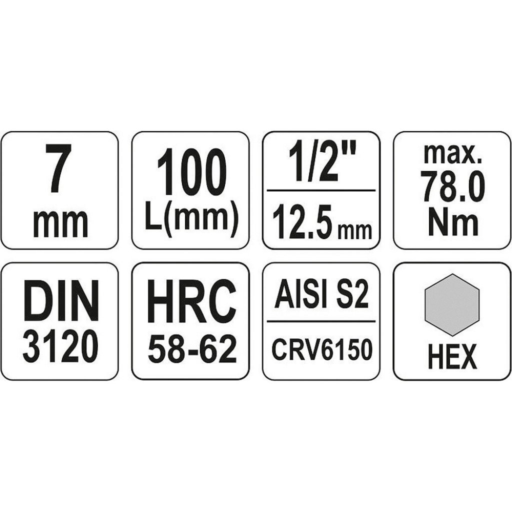 Hlavice s bitem HEX 1/2" H7 Yato - YT-04393