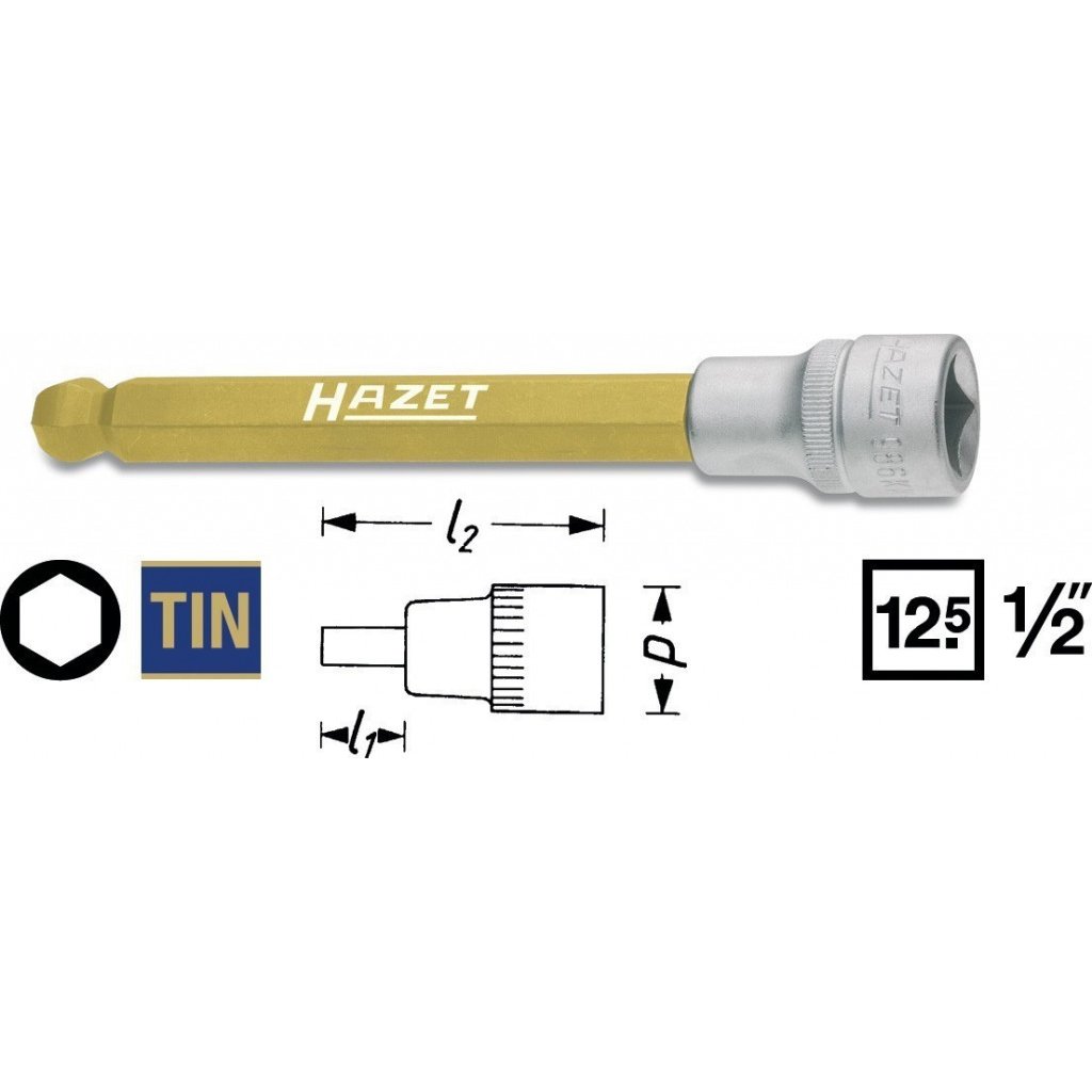 Hlavice s bitem HEX s kulovou hlavou 1/2" S8 Hazet 986KK-8 - HA052127