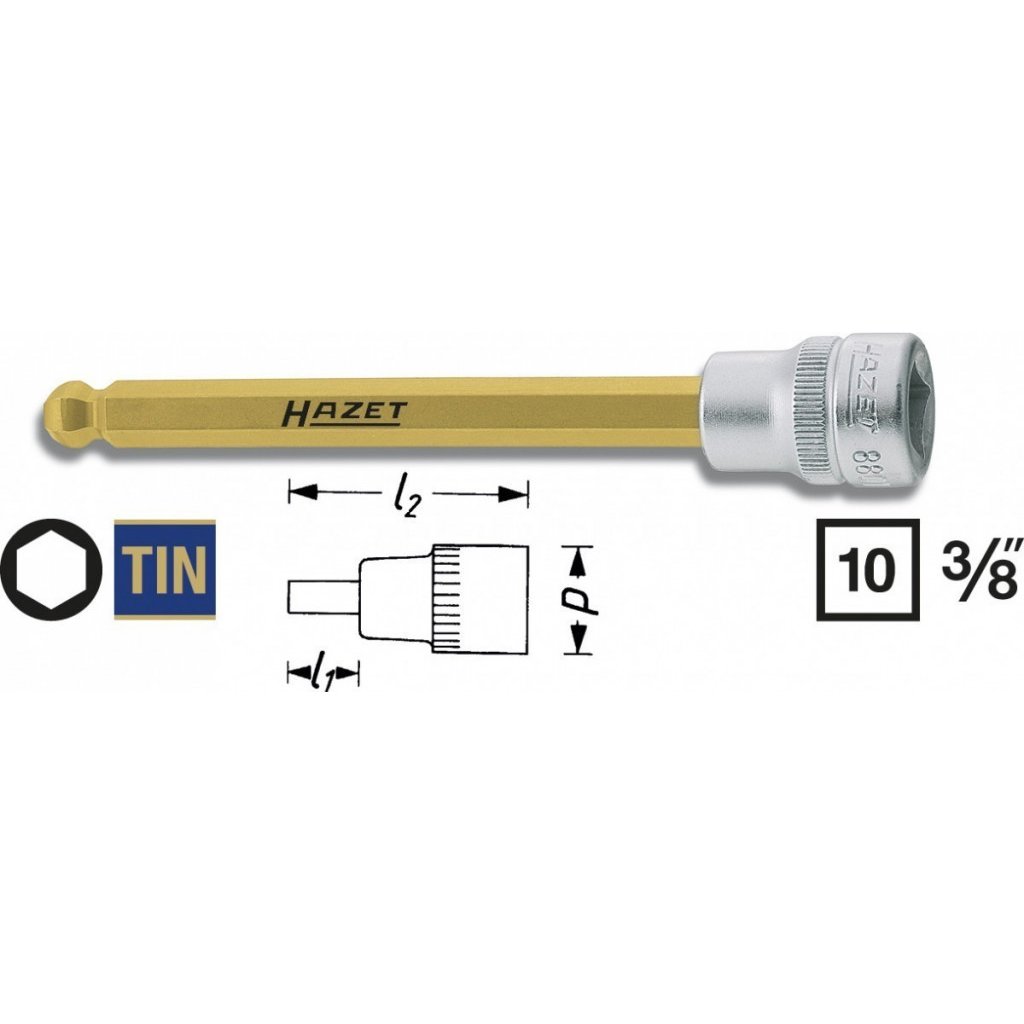 Hlavice s bitem HEX s kulovou hlavou 3/8" S5 Hazet 8801KK-5 - HA039586