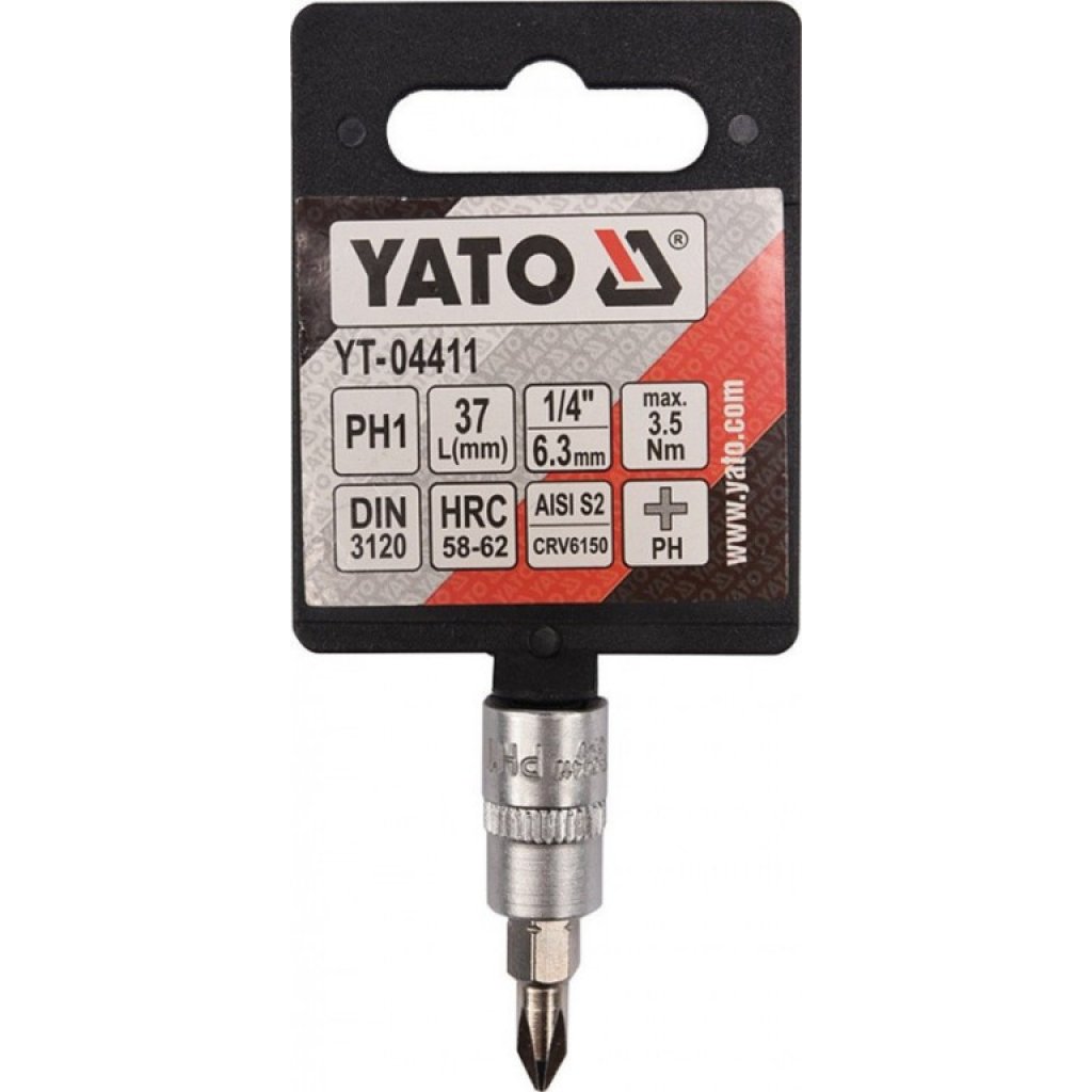 Hlavice s bitem KŘÍŽOVÁ 1/4" PH1 Yato - YT-04411
