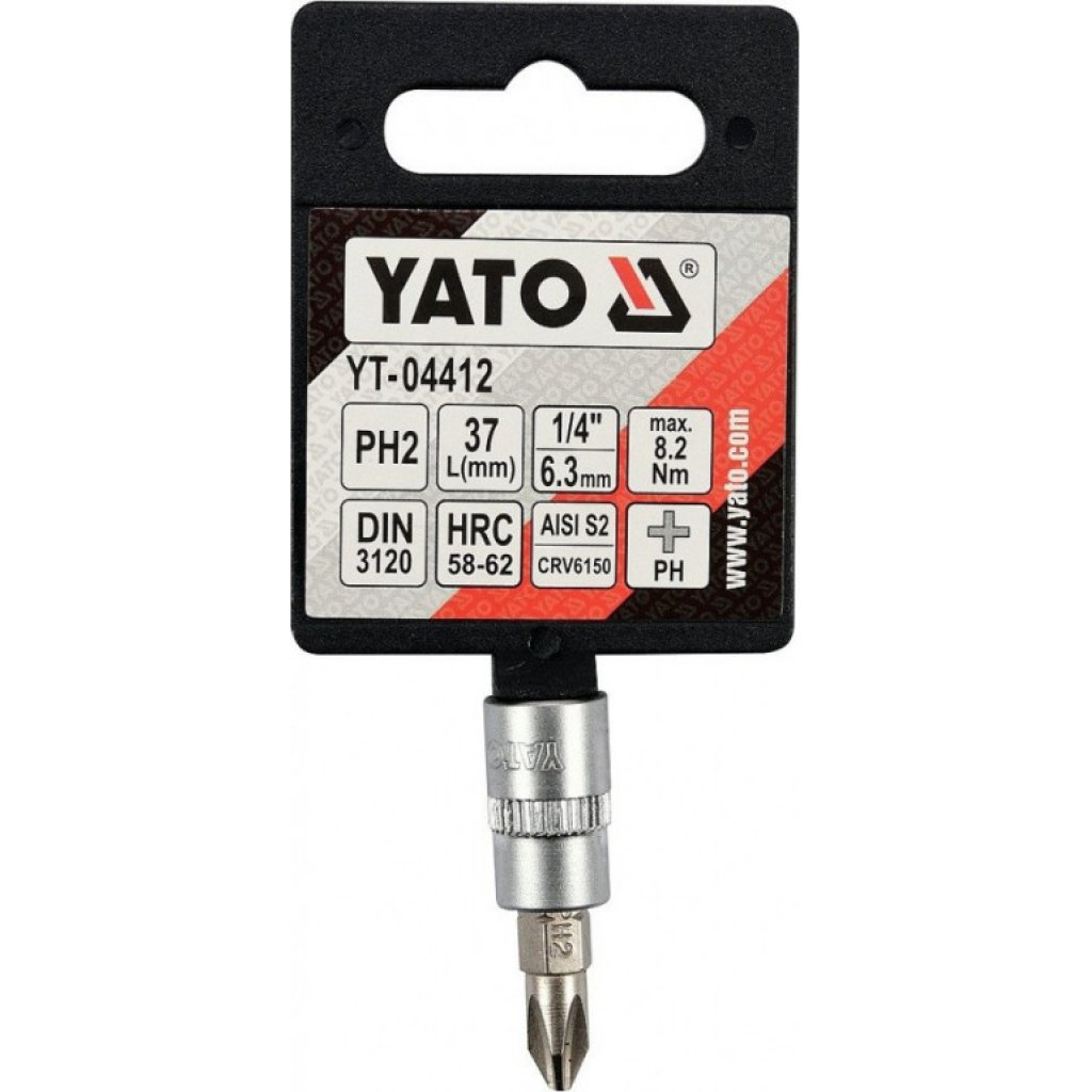 Hlavice s bitem KŘÍŽOVÁ 1/4" PH2 Yato - YT-04412