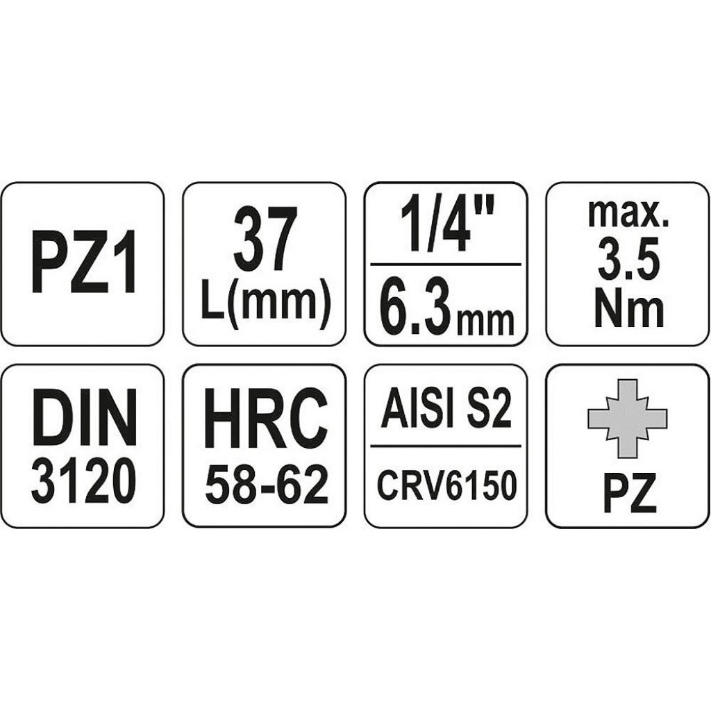 Hlavice s bitem KŘÍŽOVÁ 1/4" PZ1 Yato - YT-04417